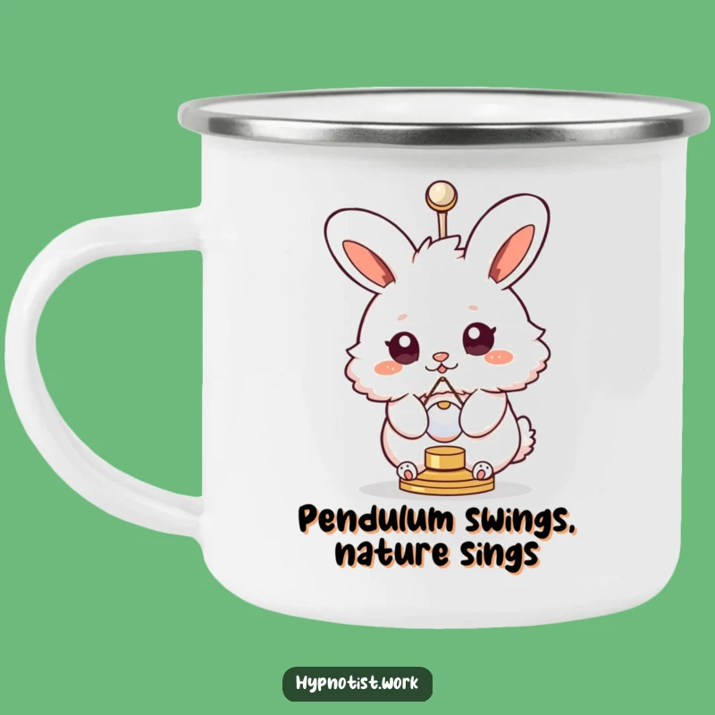 Funny Bunny Swirly Eyes Camping Mug: Hypnotic Spin for Outdoor Adventures