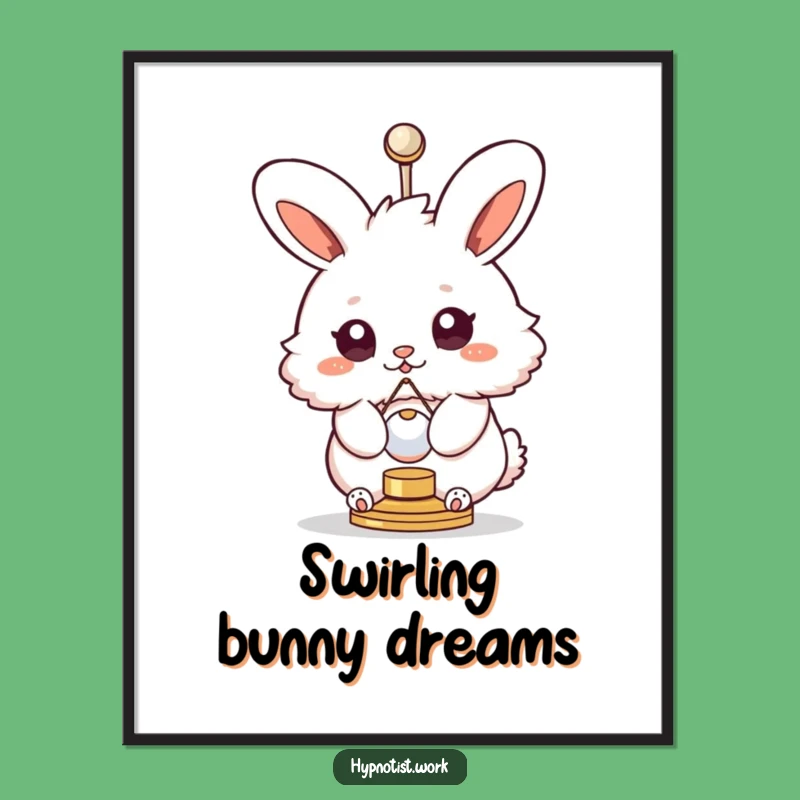 Funny Bunny Swirly Eyes Digital Art: Hypnotic Spin for Instant Wall Decor