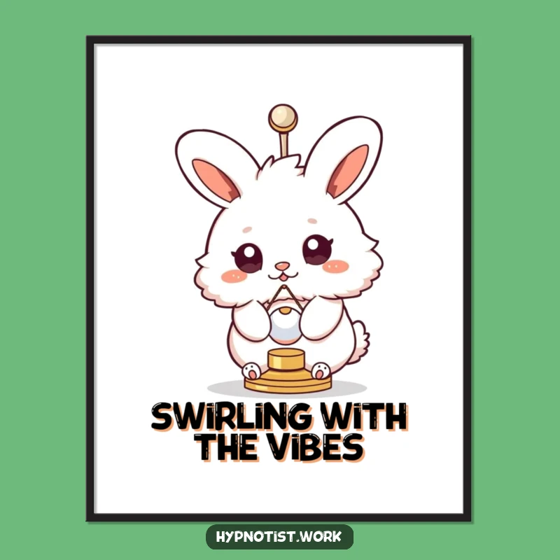 Funny Bunny Swirly Eyes Poster: Hypnotic Spin Art for Whimsical Wall Decor