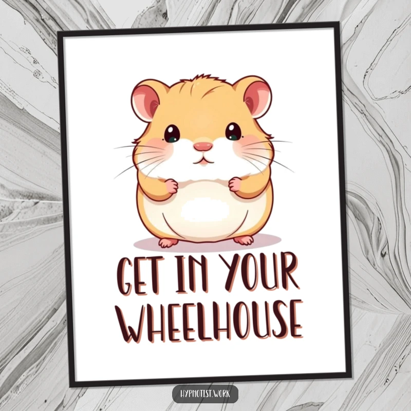 Funny Free Printable Wall Art: A chubby hamster stares intently at a shimmering, swirling pattern, creating intriguing and humorous wall decor.