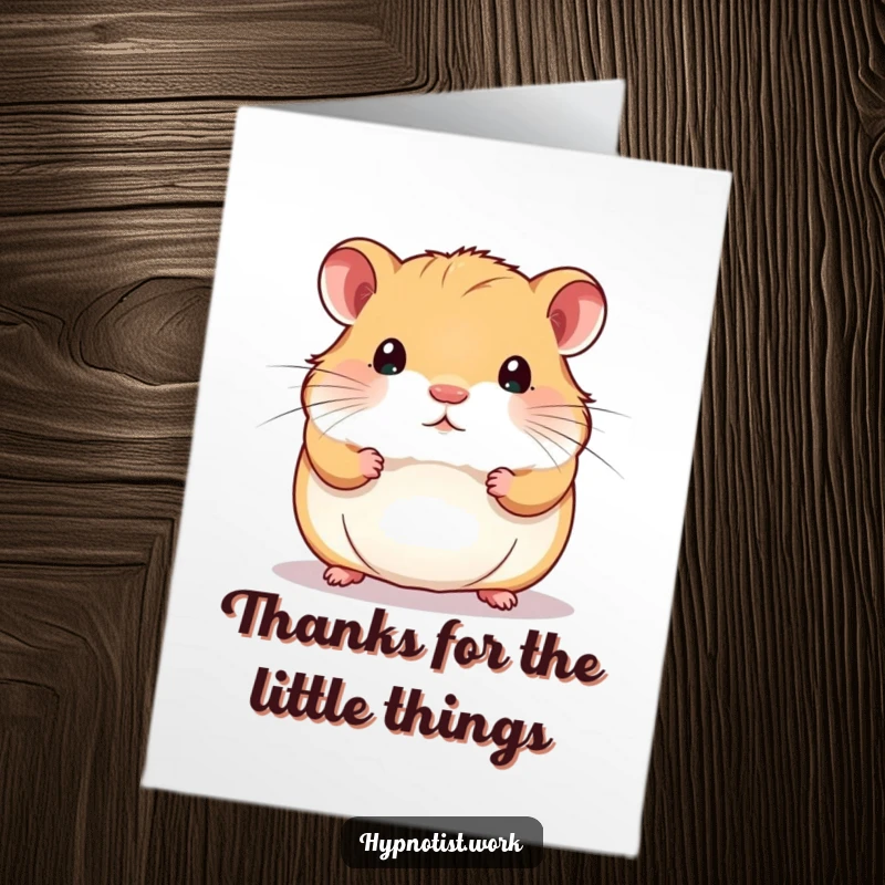 Funny Free Printable Thank You Card: A chubby hamster stares intently at a swirling pattern, offering a funny and captivating thank you.