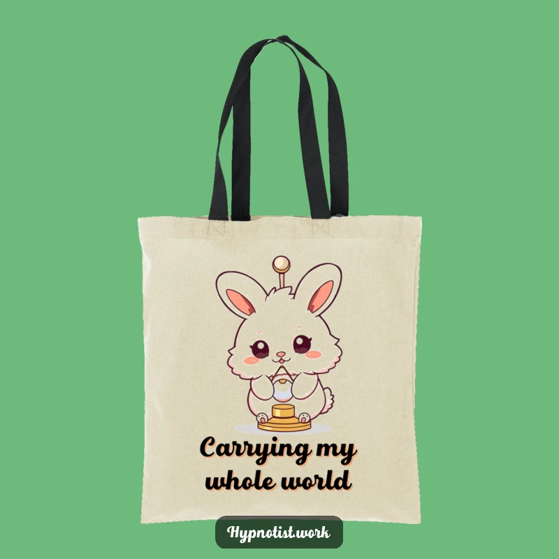 Funny Bunny Swirly Eyes Tote Bag: Hypnotic Spin for Your Shopping Fun
